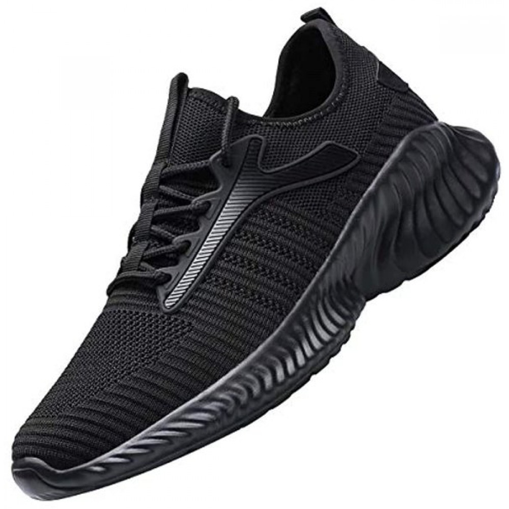 Men's Slip On Walking Shoes Fashion Breathable Sneakers Mesh Soft Sole Casual Athletic Lightweight Running Shoes Black